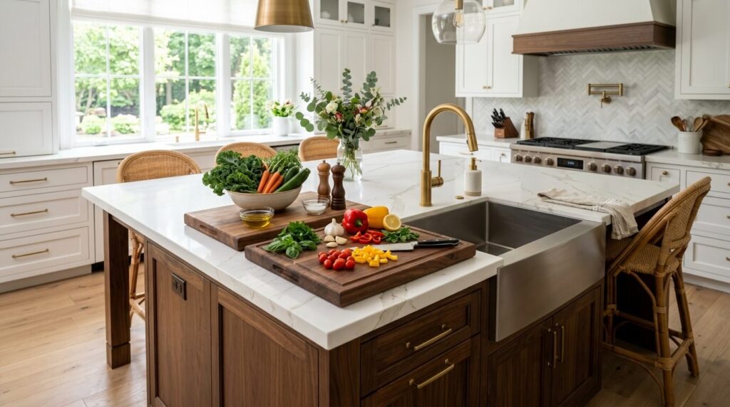 Waterfall kitchen island
